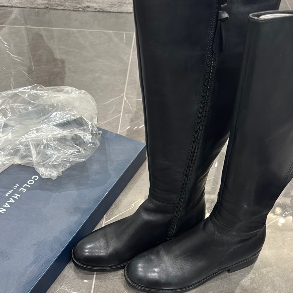 Cole Haan Black Leather Knee-High Boots